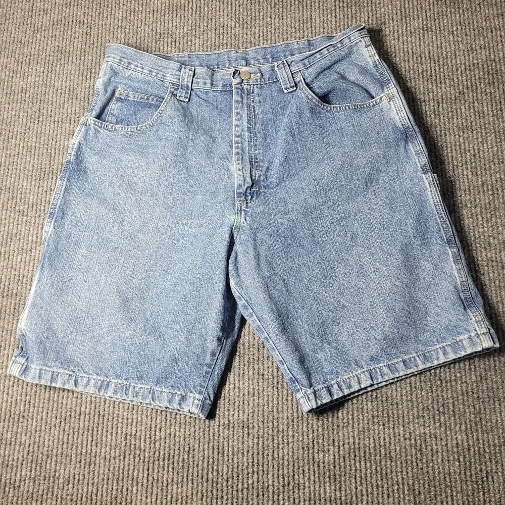 2 Pair Wrangler Carpenter Shorts‎ Denim Size 36 Men Blue Jean Shorts Work Wear